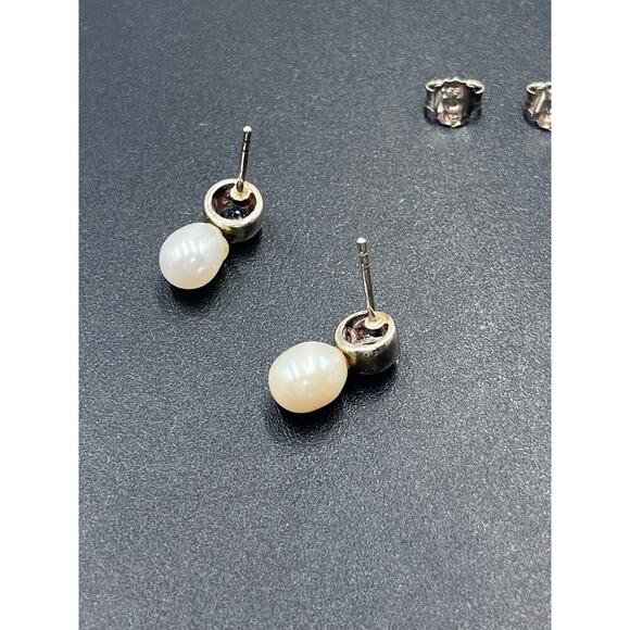 Signed‎ Designer 925 Sterling Silver Round Blue Topaz Drop Pierced Earrings - Picture 6 of 11